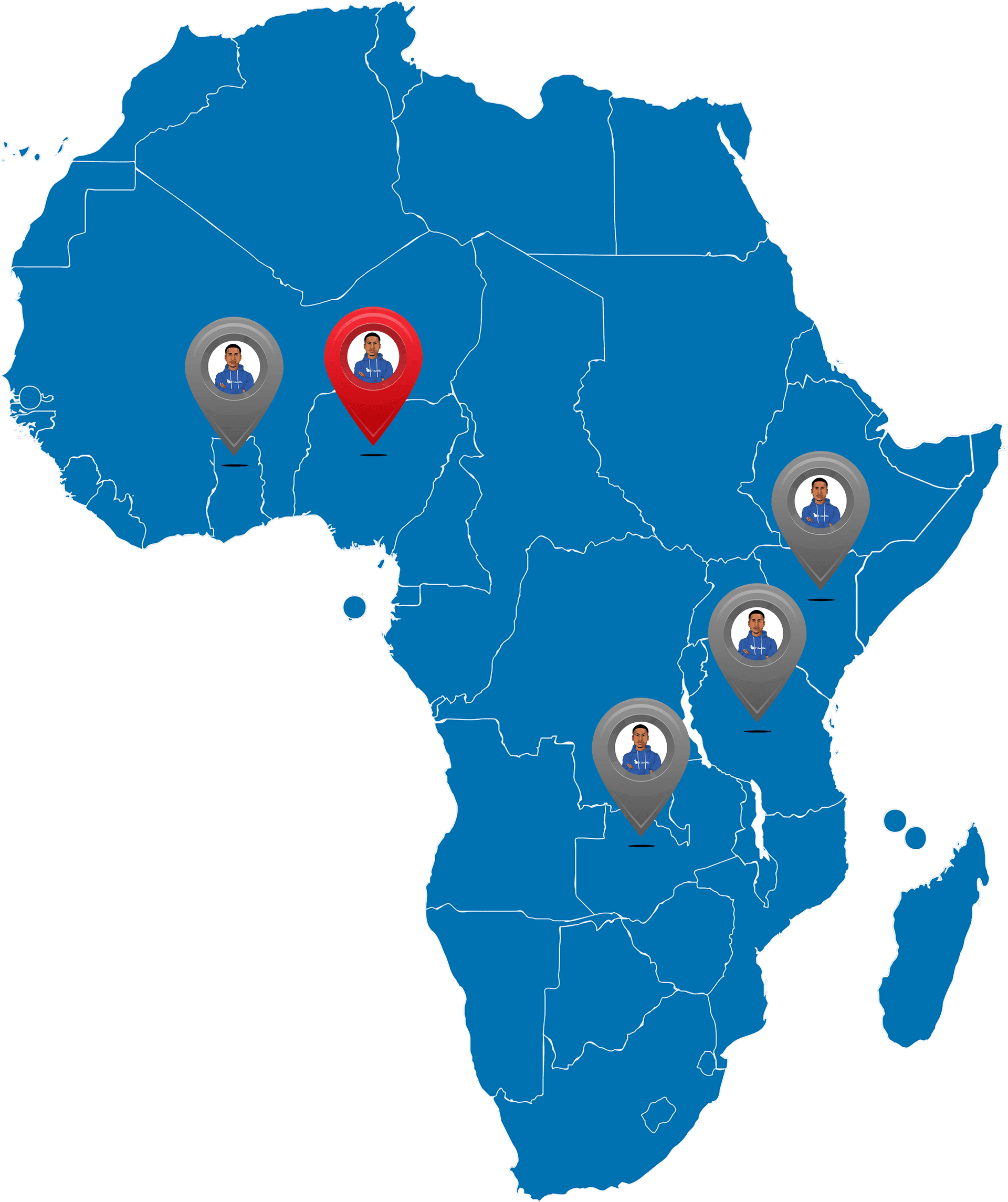 Africa map showing agent presence